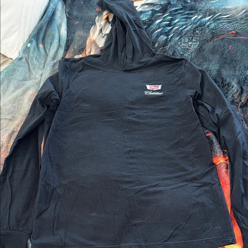 Black Cadillac Long Sleeve Hooded Shirt